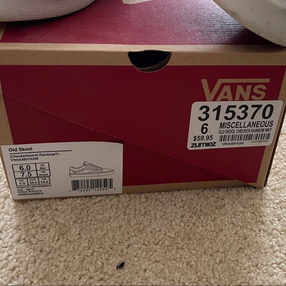 Vans Old Skool Checkerboard Rainbow Colorful Checker Lace-Up Sneakers - Picture 3 of 12